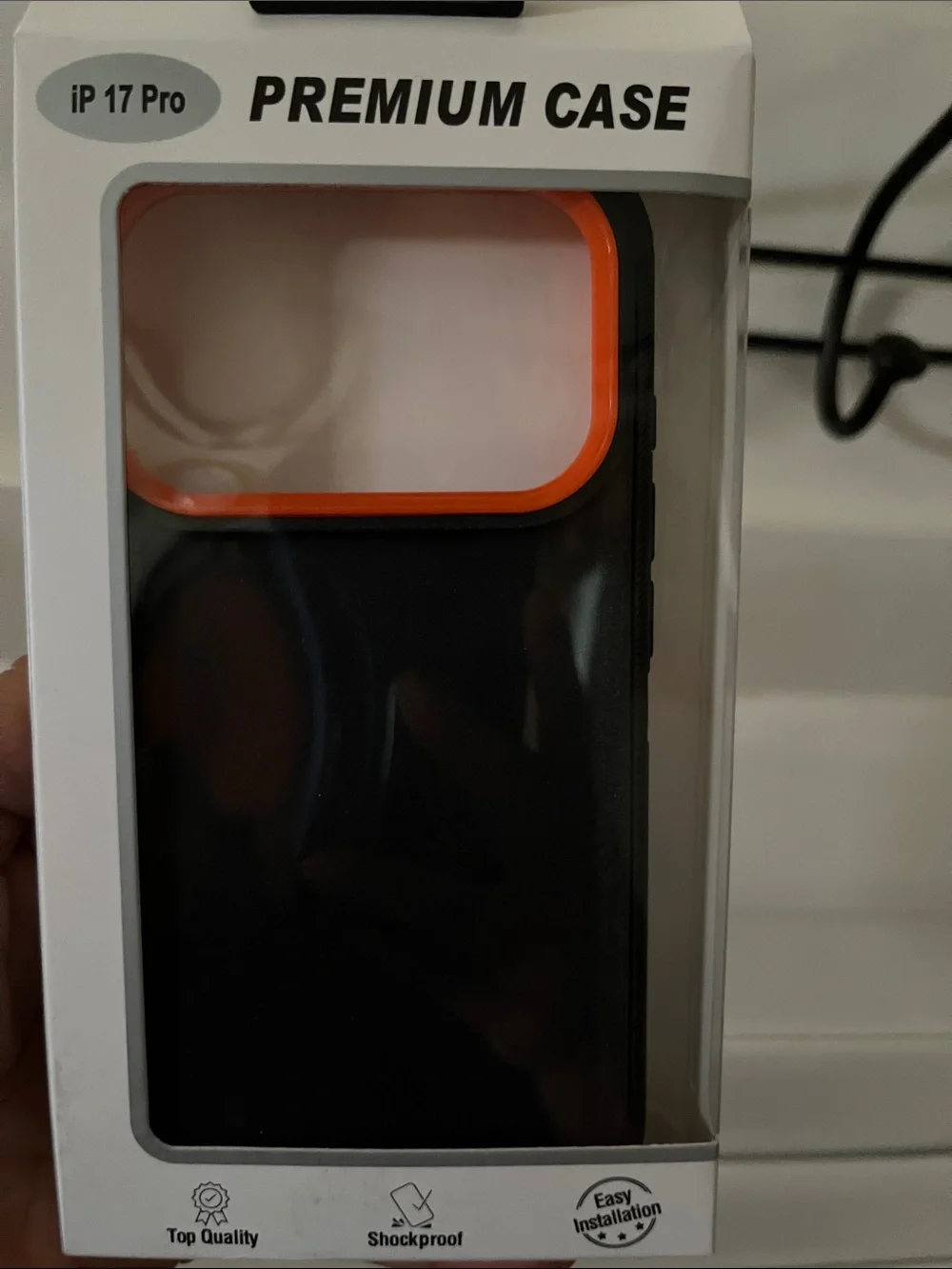 Premium iPhone 17 Pro Black Case with Orange Accent
